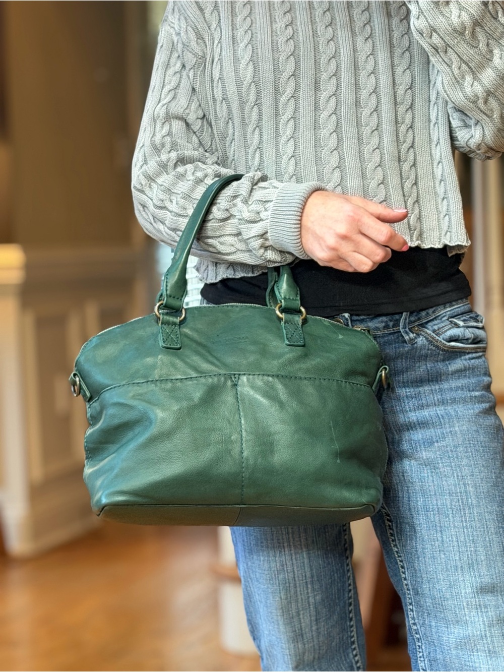 American Leather Co. Classic 2010’s Leather Dome Satchel Green Fair